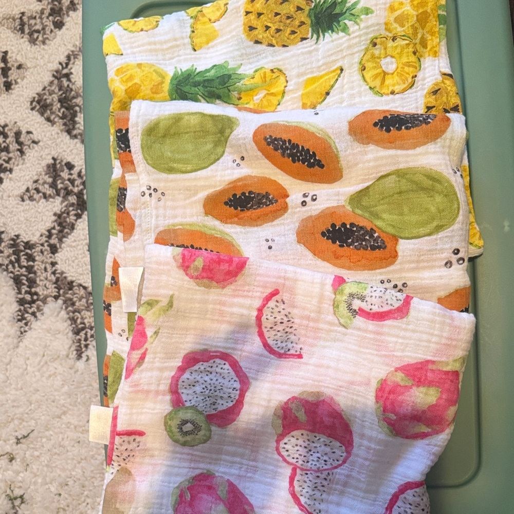 Colorful Fruit Print Kids Muslin Blanket